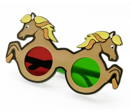 Rotgrünbrille für Kinder mit Pferdemotiv