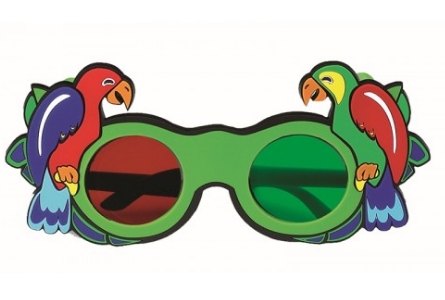 Rotgrünbrille für Kinder mit Papageimotiv
