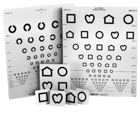 LEA™-Symbole/Landolt-Ringe – Wandtafel mit 15 Linien