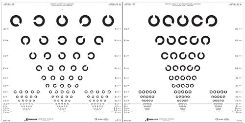 Landolt-Ring-Wandtafel – Optotypenabstand 100 % / 25 % 8 Positionen