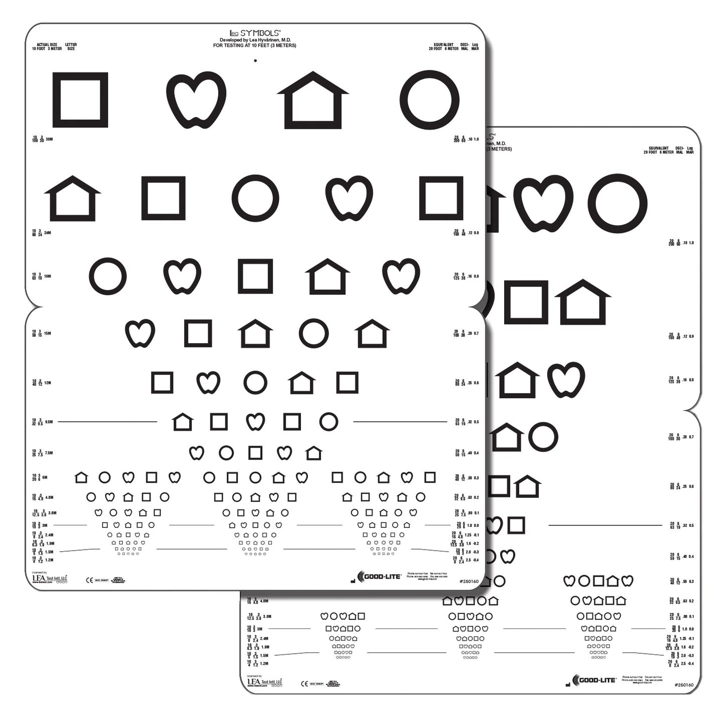 LEA™-Symbole – Falttafel mit Optotypenabstand 100 % / 25 %